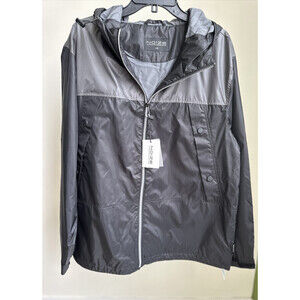 Noize Men's Oden Hooded Zip Up Windbreaker In Black/Grey Colorblock $260